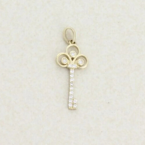 Unbranded Jewelry - Pendant Only 10k Yellow Gold Cubic Zirconia Key Pendant
